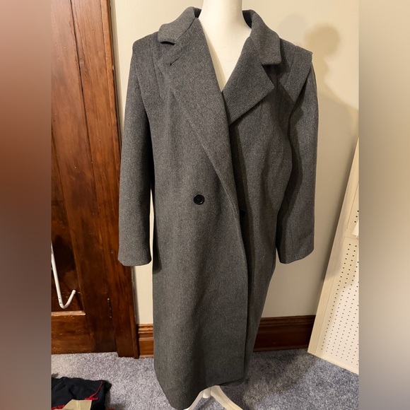 Karen Jackets & Blazers - Vintage Karen Gray Peacoat l PTP 23”-25”